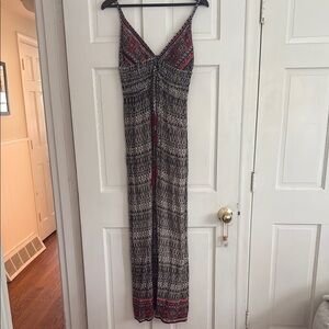 Bohemian Maxi Dress with Red Accents